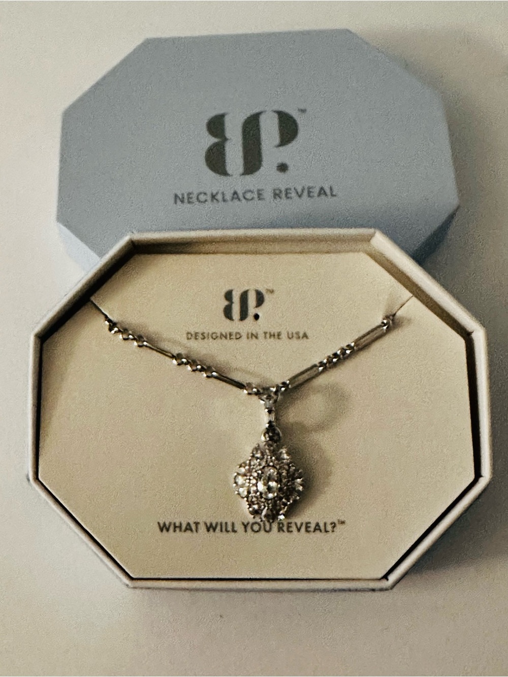 NIB Bomb Party “Sparking A Memory” necklace 18”+ 2.5” extender NK91787